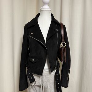 ZARA suede biker cropped jacket